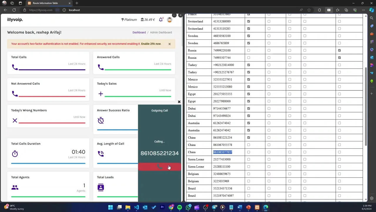 Premium Routing Test Completed Successfully: IllyVoIP Voice Termination Services Quality (07.06.2024)