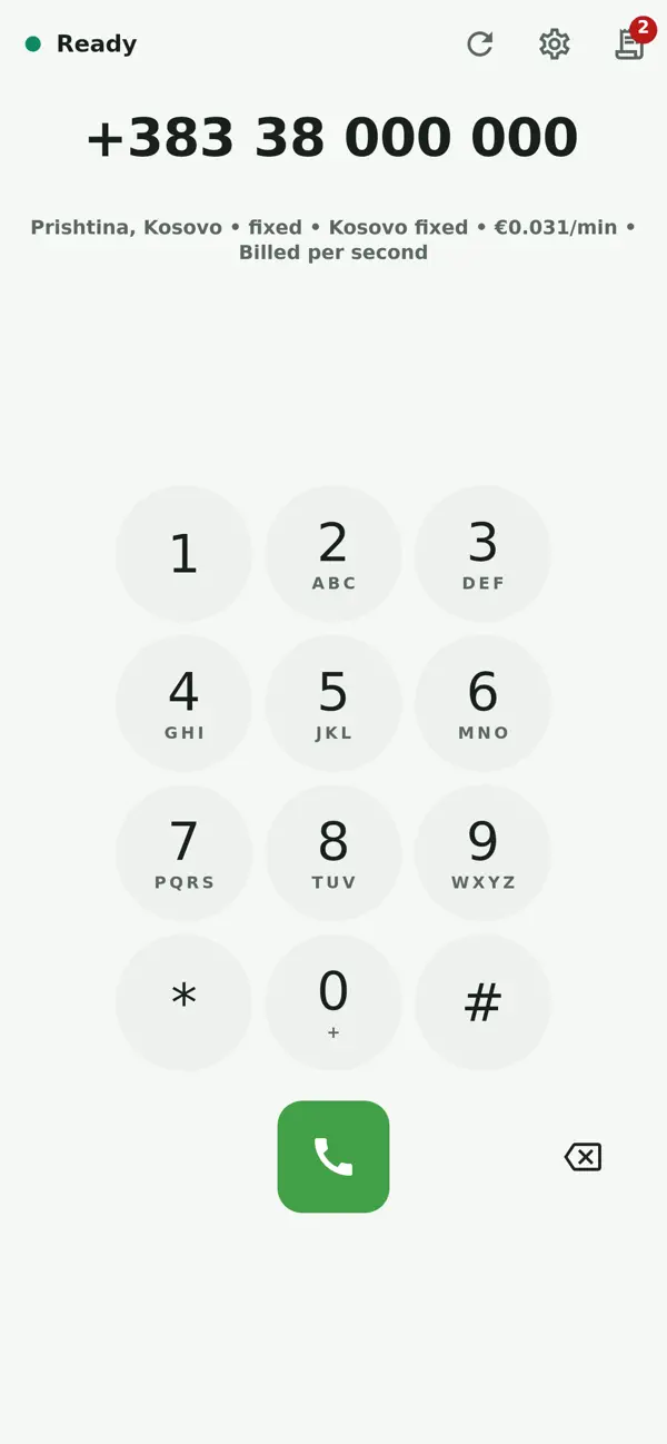 IllyVoIP iOS dialler with sample data