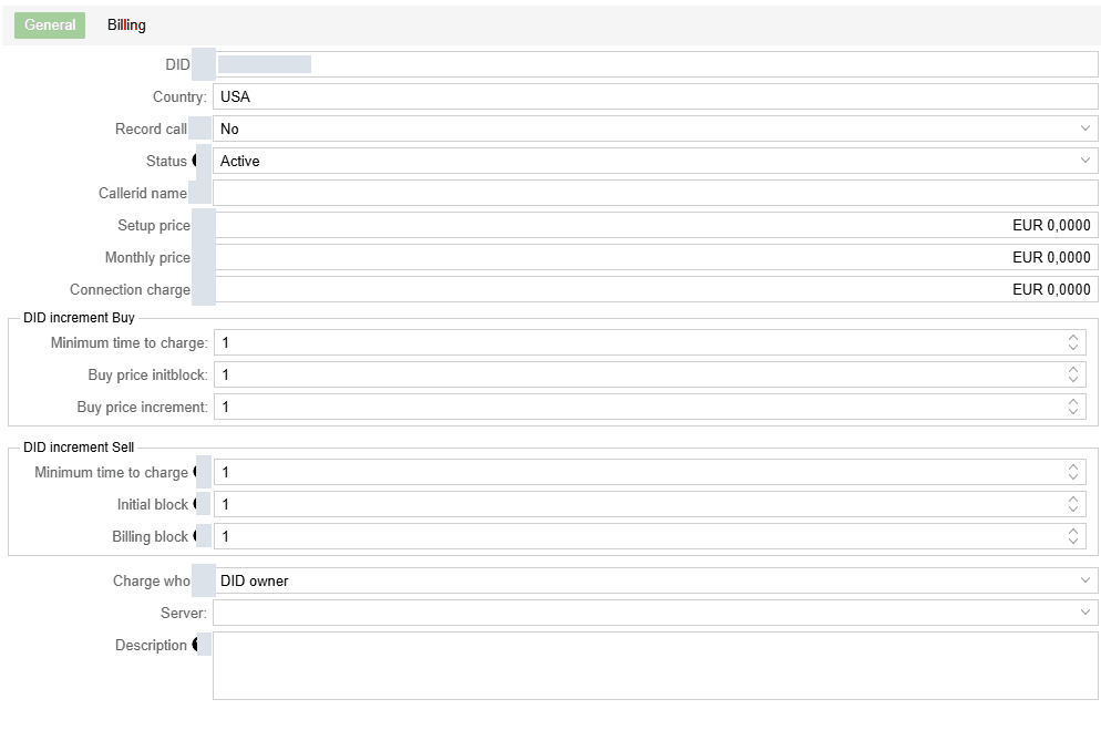 DID configuration form