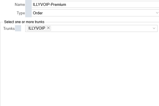 Trunk group configuration form