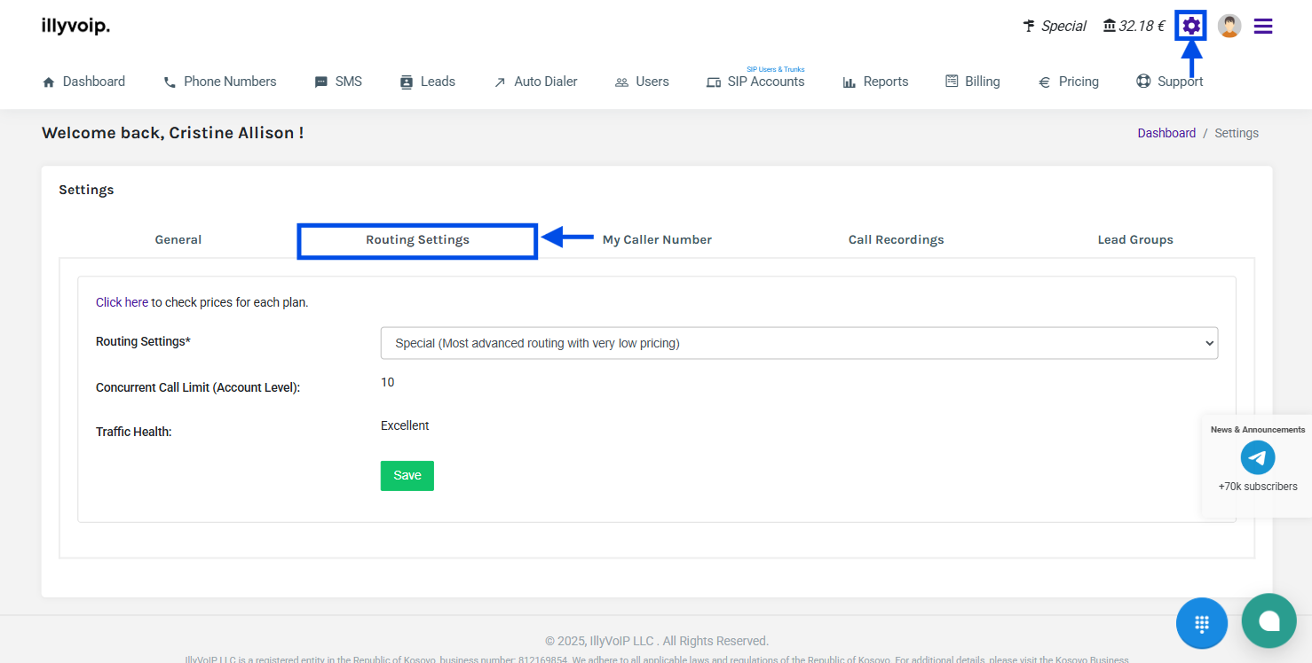 Routing Page