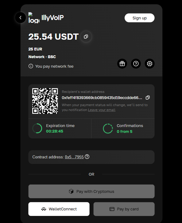 Finalizing crypto payment