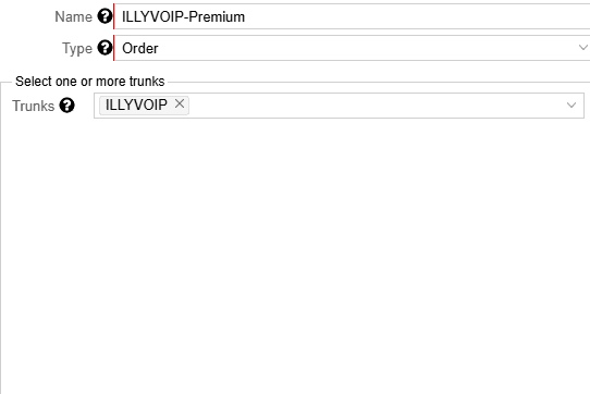 Trunk group configuration form
