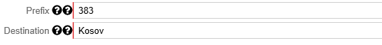 Manual prefix example for Kosovo