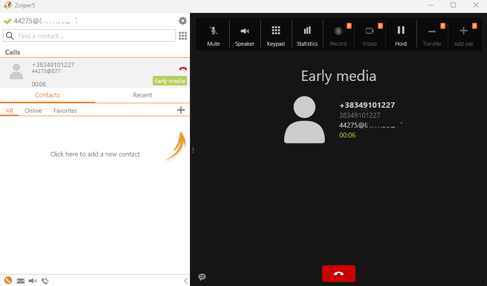 Zoiper placing a call via MagnusBilling