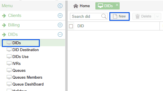 Inbound call to DID example