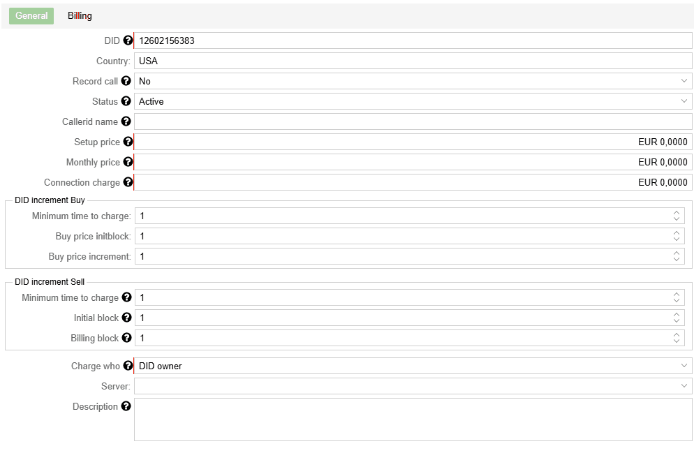 DID configuration form
